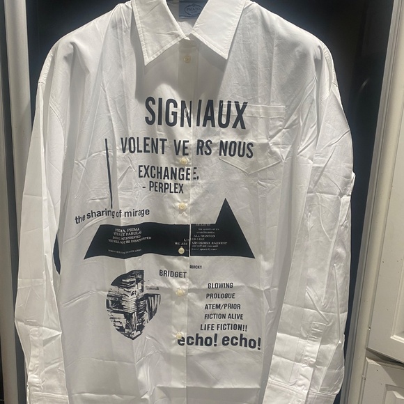 Prada Vintage SIGNAUX Shirt Sz L - Picture 10 of 12
